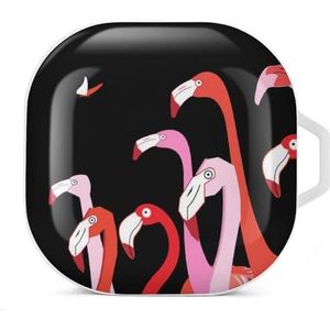 Graphics Red Lots Flamingo's Oordopjes Hoesje Compatibel met Samsung Hard Shell Beschermhoes Wit-Stijl