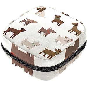 Maandverband opbergtas, vrouwelijke product zakjes draagbare periode kit tas voor meisjes vrouwen dames mooie puppy collectie-01, Meerkleurig, 4.7x6.6x6.6 in/12x17x17 cm