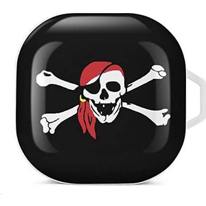 Schedel en kruisbeenderen piraat oordopjes hoesje compatibel met Samsung hard shell beschermhoes wit stijl