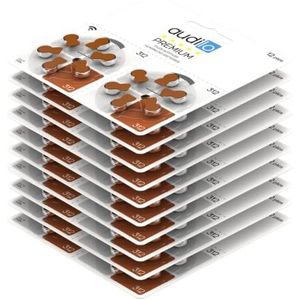 Hoortoestelbatterijen Audilo Premium 312 (PR41) kleur Bruin: x120 hoortoestelbatterijen/kwikvrij/compatibel met 100% van de hoortoestelmerken (Siemens, Widex, Oticon, Phonak, GnResound)