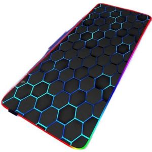 QPSJXN Geometrische RGB-gaming-muismat, zacht met anti-slip vergrendeling, compatibel met de meeste toetsenborden en muizen (Geometric (1))