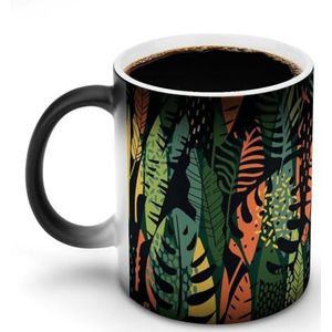 Tropische Bladeren Warmte Veranderende Koffie Mok Keramische Warmtegevoelige Magische Grappige Gift voor Vrouwen Mannen 12oz