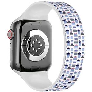 Solo Loop band compatibel met alle series Apple Watch 38/40/41mm (Cake Your Design) rekbare siliconen band band accessoire, Siliconen, Geen edelsteen
