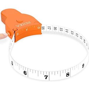 REIDEA Kleurrijke Body Meetband, Intrekbare drukknop, Nauwkeurige lichaamsafmetingen, Gemakkelijk mee te nemen en veelzijdig, Tracking gewichtsverlies, Tailoring, Handambachten, Kleding (oranje)