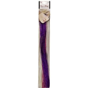 Mia Clip-n-Bling, Clip-On Hair Tinsel, Sparkly Hair Extension Hair Accessory, Shiny Hologram Purple, for Women, Girls, Dress Up 1pc