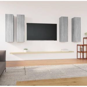 AJJHUUKI Entertainment Centra & TV Stands TV Kasten 4 stuks Grijs Sonoma 30,5x30x110 cm Engineered Houten Meubels