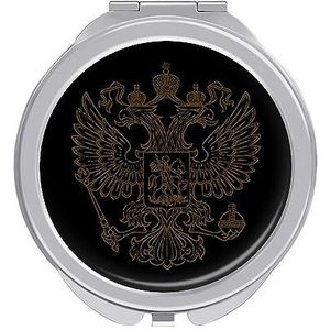 Coat Arms De Rusland Compacte Spiegel Ronde Pocket Make-up Spiegel Dubbelzijdige Vergroting Opvouwbare Draagbare Hand Spiegel