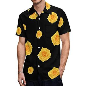 Yellow Rose Heren Hawaiiaanse shirts korte mouw casual shirt button down vakantie strand shirts XS