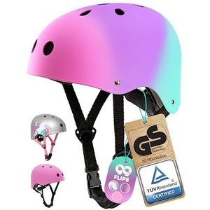 99FLIPS Kinderfietshelm - Scooter Helm Kinder Fietshelm - Skateboardhelm Fietshelm Kinderen - Maat XS - TRIKOLOR - Skateboard, Scooter, Fiets