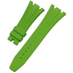 YAGHANG 26 Mm Zacht Zwart Wit Groen Geel Oranje Grijs Blauw Rood Siliconen Rubberen Horlogeband Armband Compatibel Met AP ROYAL OAK Horlogeband Riem(LIGHT GREEN,26MM_WITH GOLD BUCKLE)