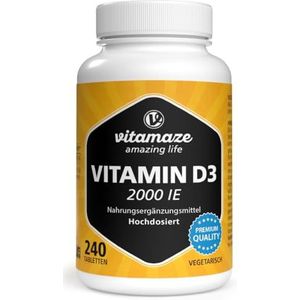Vitamaze - Vitamine D3 - 2000 IU - Vegetarisch - 240 Tabletten - Natuurlijk Voedingssupplement