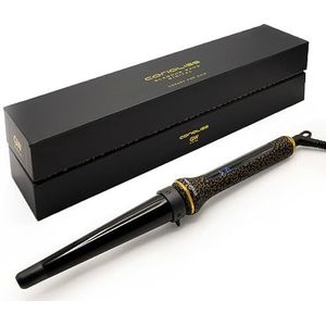 CORIOLISS Glamour-wand digitaal, krultang voor vrouwen, haarkruller voor lang en kort haar, professionele conische keramische staaf met temperatuurregeling (Leopard)