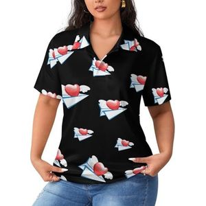Papieren vliegtuig dames poloshirts met korte mouwen casual T-shirts met kraag golfshirts sport blouses tops 4XL