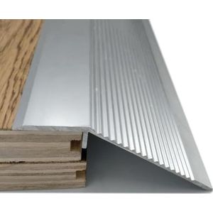 SKINCATE Vloer Overgang Strip Drempel Overgang Rail Breedte 100mm Hout Naar Tegel Overgang Profiel Hoogte Compensatie 10mm-50mm Aluminium Vloer Strip Afdekstrip(Silver)