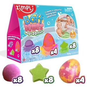 Zimpli Kids - Mega Value - Badbommen - 20 Stuks - Kleurrijk en Sprankelend Avontuur