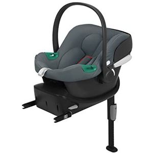 CYBEX Aton B2 i-Size Autostoeltje met Base One voor baby's, vanaf de geboorte tot ca. 24 maanden, max. 13 kg, incl. ISOFIX-basis en inlegkussen voor pasgeborenen, geschikt voor SensorSafe,Steel Grey