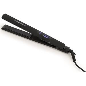 CREATE Ceramic Style Slim Stijltang, zwart, met keramische coating, digitaal display, 9 temperaturen, 360 graden grijze kabel, stijl- en krultang, 45 W