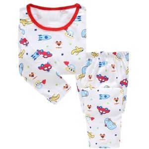 Cartoon pyjamaset for heren en dames, katoenen pyjama met korte mouwen, zomerpyjama, pyjama pyjamabroek (Color : Ivory white, Size : 4T)