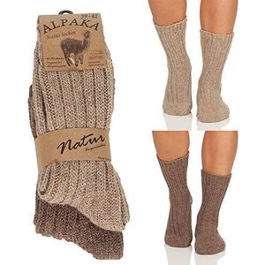 Cleostyle Collection Alpaka Heren Dames Sokken, extra warme winterkousen Natuur 17