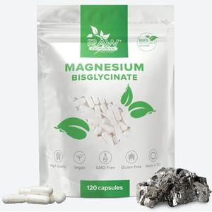 Magnesium Glycinate 1000mg – 120 Capsules – Hoge Sterkte – Bevat 200 mg Elementair Magnesium per Portie – Vegan Magnesium Bisglycinaat – Ondersteunt Zenuwstelsel & Immuunsysteem – Raw Powders