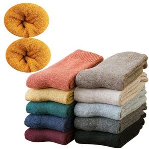 OuLi Store Warme herensokken, 10 paar grote wintersokken, kleurenmix, thermische wol, voor wandelen, skiën, vrije tijd, werk