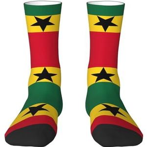 Evengigy Vlag van Ghana Grappige Sokken Crazy Fashion Cool Gepersonaliseerde Zachte Crew Sokken voor Mannen Vrouwen Unisex, Wit, One size