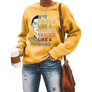 Vrouwen Lange Mouw Beruchte RBG T-Shirt Ruth Bader Ginsburg Politieke Feministische Womens horen in Alle Plaatsen Sweatshirt, Geel, L