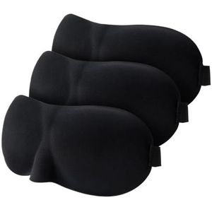 3D slaapmasker, slaapmasker, lichtblokkerend, driedimensionaal oogmasker, verlicht oogvermoeidheid, ademend dubbellaags reisslaapmasker (zwart 3 stuks)