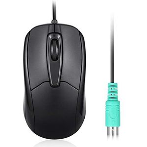 Perixx 10442 Perimice-209 P bekabelde PS2-muis met scrollwiel en optische resolutie met 1000 DPI voor computer, 1,8 m kabel, zwart