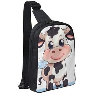 Sling Bag voor Vrouwen Mannen Crossbody Tas Mode Taille Tas Cartoon Melk Koe Borst Tas Verstelbare Fanny Pack, Zwart, One Size, Zwart, Eén maat