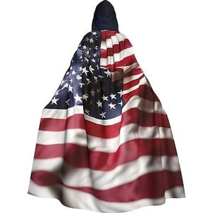 SSIMOO Brandweerman Amerikaanse vlag unisex mantel-boeiende vampiercape voor Halloween - een must-have feestkleding voor mannen en vrouwen
