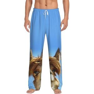 Grappige Alpaca Llama Heren Lange Lounge Wear Broek Nachtkleding Pyjama Bottoms Nachtkleding Met Zakken En Trekkoord, Wit, S