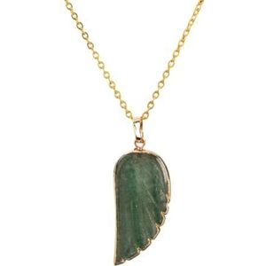 Flash Labradorite Angel Wing Pendant Necklaces Women Fashion Rainbow Fluorite Choker Necklace Jewelry Gifts (Color : Green Strawberry)