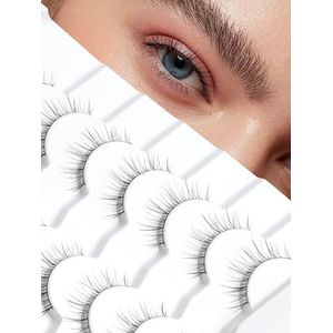 Wimpers Wispy Natuurlijke Kattenwimpers 15 mm Valse Wimpers Wispy Wispy Wimpers 3D Volume Strip Wimpers Dunne Katoenen Band Zachte Nep Wimpers Nertsen Wimpers Pack 7 paar