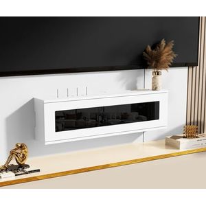 XCLOOZGL Houten Wifi-Router Opbergdoos Verbergkast Plank Decoratieve Routerverstopper Kast Voor Kabelmodem Internetuitlaat Afdekking Opbergkast Wandgemonteerd Massief Hout,Whiteb,70X11X21cm