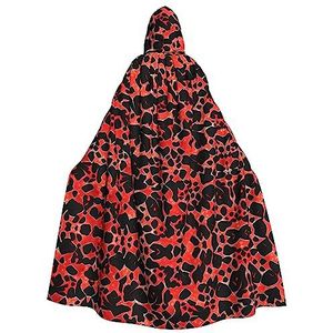 Bxzpzplj Rode mantel met luipaardpatroon voor mannen en vrouwen, carnavalskostuum, perfect voor cosplay, 185 cm
