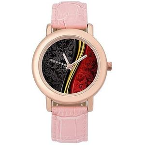 Rood En Zwart En Goud Behang Ontwerpen Horloges Voor Vrouwen Mode Sport Horloge Vrouwen Lederen Horloge
