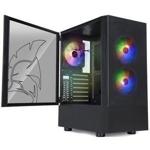 EMPIRE GAMING - Sapphire Gaming PC-behuizing - ARGB Medium Tower ATX/Micro-ATX/ITX - Zijdeur van gehard glas - 3 ventilatoren 3 pinnen 5 Volt LED RGB adresseerbaar 120MM - MB Sync - Zwart
