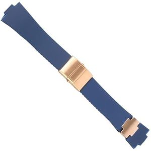 dayeer Waterdichte rubberen horlogeband voor Ulysse-Nardin MARINE horlogeband Man Sport horlogeband armband (Color : Blue rgold set, Size : 25 * 12mm)