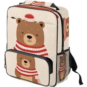 GIAPB Reisrugzak voor vrouwen, rugzak voor mannen, canvas, beer dragen rode sjaal, S99rm2kiytr, 36.5x29x12 cm/14.3x11.4x4.7 in, Reizen Rugzakken