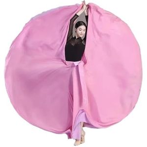 Flamencorok for vrouwen, 720 graden, volle cirkelvormige swingrok, Spaans danskostuum, volwassen, vloeiende, geplooide gelaagde rok for optredens, Halloweenfeest, rode krijtthema-outfit(Pink red_85cm)