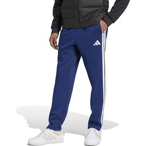 adidas Essentials 3-Stripes Fleece broek met open zoom voor heren, Donkerblauw/Wit, L