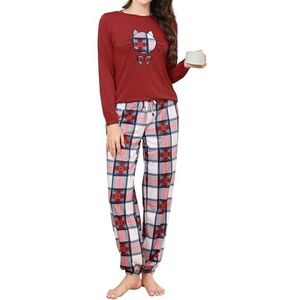 Reliwel Pyjama Dames Lange Pyjama Katoenen Winter Pyjama Set Ronde Hals Top en Pyjamabroek Lange Mouwen Loungewear Nachtkleding Huispak Gezellig Vrijetijdspak