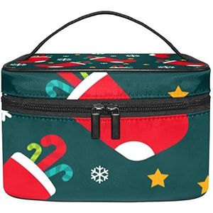 Make-up Organizer Bag, Reizen Make-up Tas Organizer Case Draagbare Cosmetische Tas voor Vrouwen en Meisjes Toiletries Rode Kerst Kousen_Mesa De Trabajo 1, Meerkleurig, 22.5x15x13.8cm/8.9x5.9x5.4in