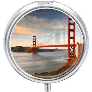 Draagbare Pillendoos Pillendoosje Golden Gate Bridge Reizen Pillendoos Kleine Pil Case Dagelijkse Pil Container Pil Organizer Pocket Geneeskunde Doos Leuke Pil Case