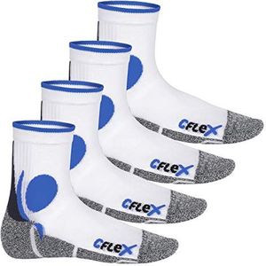 CFLEX Hardloopsokken voor dames en heren, 4 paar, wit/blauw, 43/46 EU