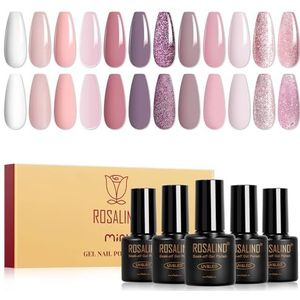 ROSALIND UV Nagellak Set, 12 Kleuren Wit Roze Naakt Paars Havermout Glitter Kleur Gel Nagels,Soak Off UV LED Gel Polish Manicure Gift Set