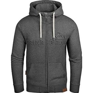 Grin&Bear Heren hoodie sweatshirt met reliëf logo GEC017, antraciet, XXL