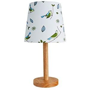 Pauleen 48036 Cute Bird lamp tafellamp max. 20W tafellamp voor E27 lampen kinderkamerlamp vogel groen blauw stof/hout zonder verlichtingsmiddel
