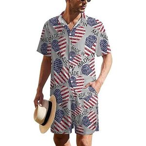 Gemaakt in Amerikaans Hawaïaans pak voor heren, set van 2 stuks, strandoutfit, shirt en korte broek, bijpassende set